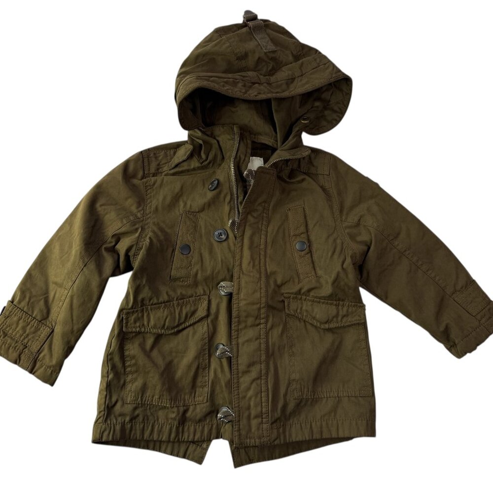ZARA Kid's Boy's Girl's Utility Cotton Hooded Jacket, Brown. Size 4 (104 cm)